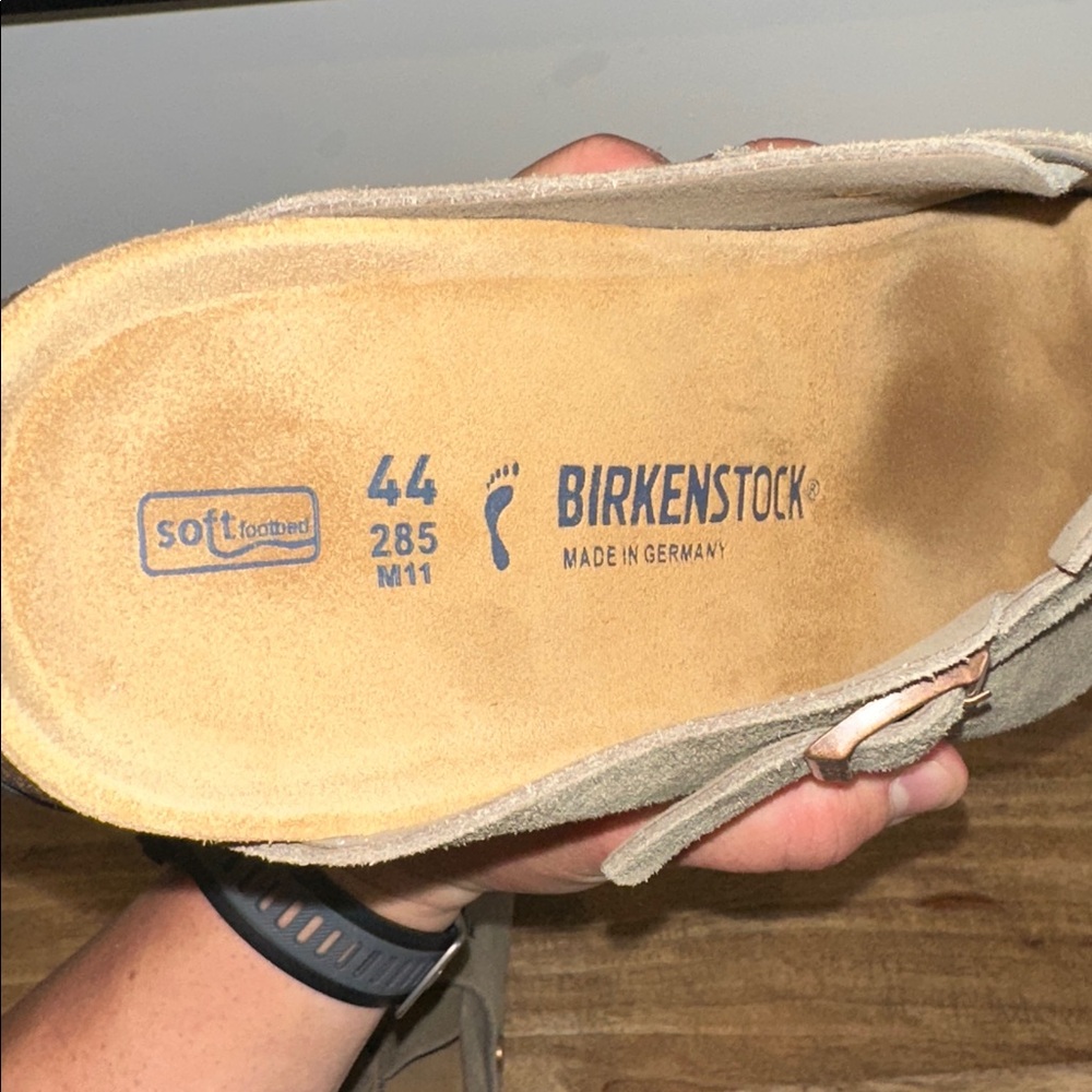 Birkenstock Suede Boston Clogs in Taupe Gray - Picture 4 of 4